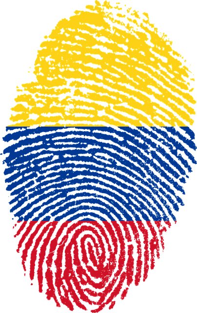 Huella dactilar con bandera colombiana